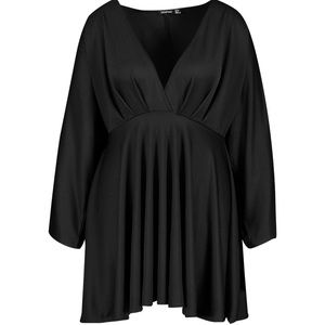 BOOHOO US SIZE 20 PLUS PLUNGE KIMONO SLEEVE SKATER DRESS